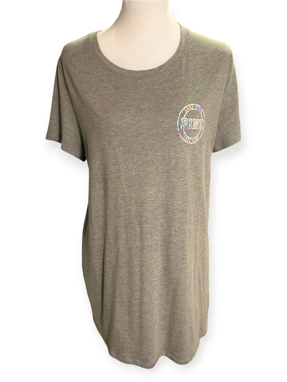 Victoria’s Secret PINK Tie-Dye Logo T-Shirt & Sweatpants/Legging 3pc Set L Gray